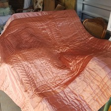 Vintage JCPenney Golden Dawn Pink Satin Quilt Blanket 72x90 Wool Blend w/ Box picture