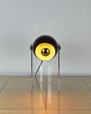 Vintage 1970s Space Age Lamp Eyeball Metal Sputnik UFO Brown Chrome Minimalism picture