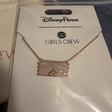 Disney Parks x Girls Crew Walt Disney World Ticket Castle Gold Tone Necklace picture
