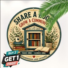 Little Free Library Round Sign Book Exchange Neighborhood Community Plaque picture