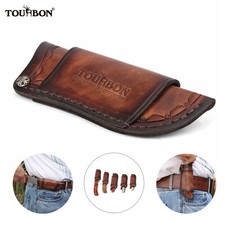 TOURBON Handmake Leather Folding Knife Sheath Knives Blade Belt Pouch Holster US picture