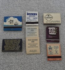 8 Vintage Matchbooks Texas Restaurants Hotels Motels Mostly NOS One Empty Box picture
