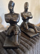 Vintage Abingdon Pottery Russian Cossack Dancer Bookends #321 Gunmetal Black Art picture