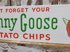 VINTAGE GRANNY GOOSE PORCELAIN SIGN RARE OLD POTATOE CHIPS FOOD SNACK GROCERY  picture