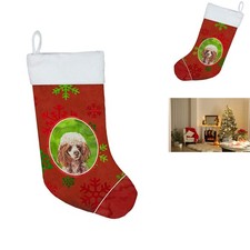 Carolines Treasures SC9747-CS Red Miniature Poodle Snowflakes Christmas Stocking picture