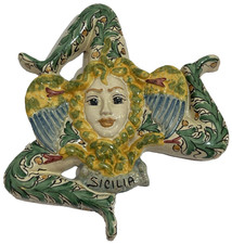 Vintage Sicilian Trinacria Symbol Hand Crafted In Caltagirone Sicily Italy picture