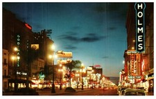 New Orleans LA Canal Street at Night Shopping c1950's Vintage Postcard-L2-340 picture