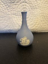 Wedge wood Mullingar Pewter Blue Jasperware Style Bud Vase – Neoclassical Relief picture