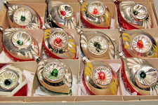Lot Vintage Glass Pictured Double Indent Large DROP Christmas Ornaments Czech picture