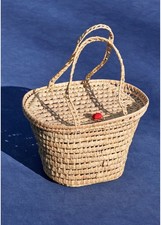 HAY Sobremesa Market Picnic Basket Hand-Woven Natural Red By Laila Gohar NEW picture