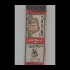 Matchbook Cover 1930s Diamond Quality Carver House Hotel Warren PA picture