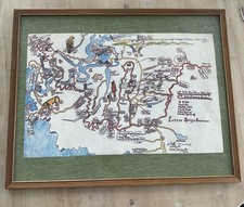 Vintage Eureka Springs Arkansas Hand Drawn (Printed) Attraction Map Framed 21x17 picture
