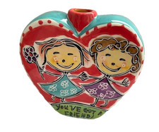 Figural Flower Power Vase YOU'VE GOT A FRIEND Hand Painted Outi HEART 4.5