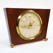Vtg Westclox Legend Solid Mahogany Wood Alarm Clock MCM Eames Mid Century 1959 picture