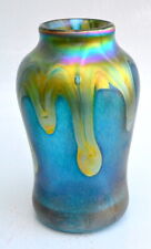  Aqua Marine Vase With Gold Lava Design. Blown Glass picture
