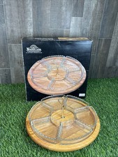 Vermillion Serving Tray Lazy Susan SWC 19496 w/ 6 Glass Inserts NOS picture