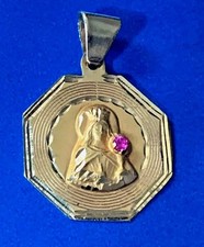 14K Gold St. Saint Barbara (Santa Barbara) w Ruby Medal .7 x .9 picture