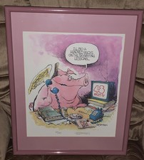 Jim Borgman Cincy Flying Pig Signed/Limited WCET TV AUCTION 63/100  21”x17” picture