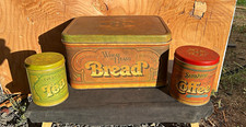 Ballonoff Lot of 3 Decorative Metal Storage Tins: Tea, Coffee & Bread picture