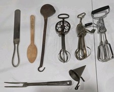 Antique Kitchen Utensil Lot Ladd Beater No 0 Dover Egg Beater 8pc picture