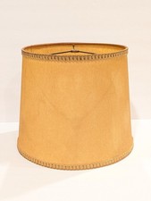 Vtg MCM Drum Atomic Lampshade Fiberglass Parchment Mix w/Gold Trim 11
