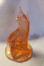 Vintage AltaGlass Bear Or Wolf Figurine, Made In Medicine Hat, Canada, Signed picture