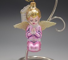  ITALIAN  MERCURY GLASS PRAYING ANGEL CHERUB PUTTI CHRISTMAS ORNAMENT NEW 4