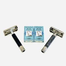 2X Vintage 1971 Gillette Black Handle Super Speed DE Safety Razor, Y1 And O1 picture
