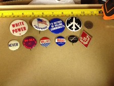 SUPER RARE BUTTONS 1950s-1960s RACIST, ANTI-COMMUNIST, HIPPIE/SEX, ALL SHOCKING picture