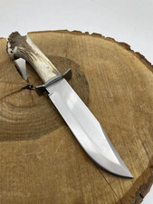 Handmade Carbon Steel Bowie Knife with Stag Handle & Leather Sheath |SkaldBlades picture