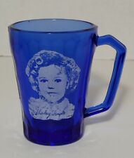 Vintage 1930's Shirley Temple Cobalt Blue Glass Cup 3 ½” picture