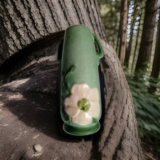 Weller Vase Matte Green with White Rose. 1930s picture