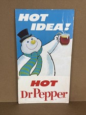 VTG 1968 Dr Pepper Frosty The Snowman “HOT IDEA” Sign Display Christmas 21x12” picture