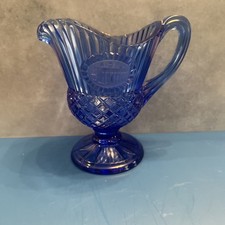 Avon Cobalt Blue Glass Fostoria Water Pitcher #1 Mount Vernon Country House 5.5