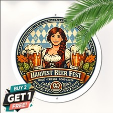 Bavarian Oktoberfest Beer festival Round Metal Sign German Tavern Pub Tin Plaque picture