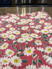 Vintage Open Feed Sack Pink White Daisies 36 X 45 picture