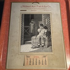 1922  Advertising Calendar 11”x14” MILLARD AVE FUEL & ICE CO By FA Schneider picture