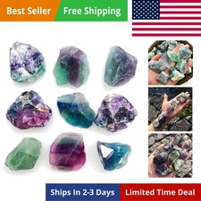 Raw Fluorite Stone 1lb ''A'' Grade Rainbow Fluorite Rough Crystal ‌Aroma Ston... picture