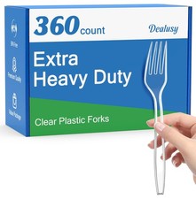 Dealusy 360 Count Extra Heavy Duty Clear Plastic Forks Disposable BPA-Free Heat picture
