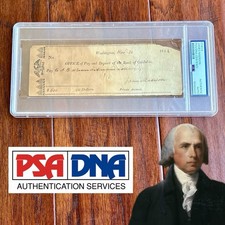 JAMES MADISON * PSA + BAS * Autograph BANK CHECK as PRESIDENT Signed * 1814 picture