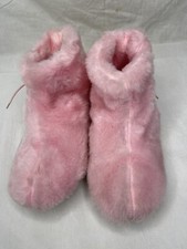 Vintage Dearfoams Warm Up Boots Slipper Booties Pink Fur Medium 6.5-7.5 picture