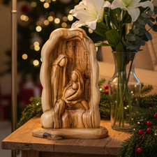 Nativity Manger with Holy Family 7.5in | Hand Carved Olive Wood Bethlehem picture