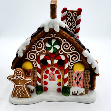 PartyLite Ceramic Holiday Gingerbread Tealight House Retired Candle Holder picture