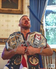 JUSTIN GAETHJE SIGNED UFC FREEDOM 250 WHITE HOUSE FIGHTER 8X10 PHOTO BECKETT COA picture