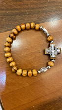 Handmade Olive Wood Jerusalem Cross Bracelet – Holy Land Christian Gift picture
