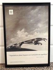 Framed original Classic Car Ad for the Jaguar 'leaper' emblem fom 1965 picture