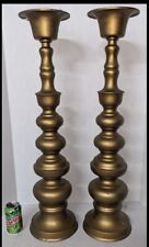 Pair Vintage Metal Pillar Candlesticks 32.5 