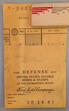 WWII Pearl Harbor Week 1941 Ford Pay Envelope Defense Bonds UAW-CIO Union Dues picture