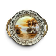 Antique Nippon Hand Painted Landscape Bowl Morimura M Wreath Gold 1911-1921 picture