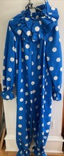 Vintage Homemade Large Adult Clown Suit Costume Polka Dotted Blue W/ Collar picture